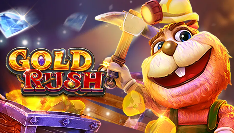 FA CHAI Gold Rush slot ၏ key art၊ ရွှေတူးဖော်ရေး အကြောင်းအရာနှင့် ရွှေခဲ symbol များ
