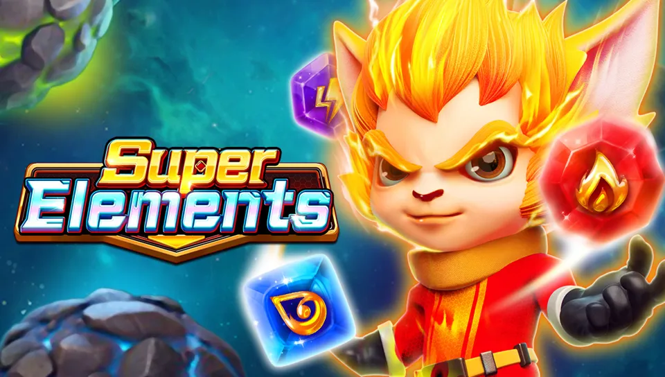 FA CHAI ၏ Super Elements စလော့ key art၊ ကြယ်စင်များကြားရှိ ဒြပ်စင် ရတနာများ