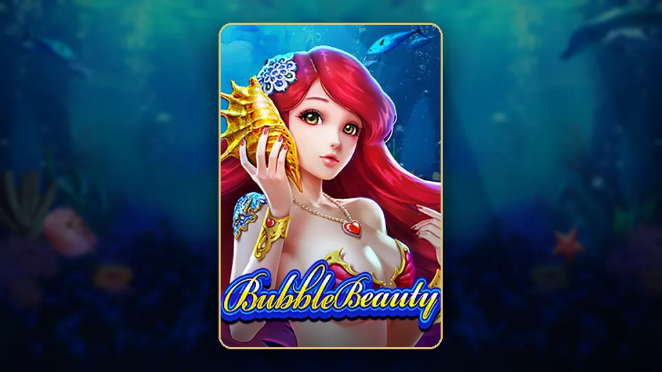 Bubble Beauty slot ၏ တရားဝင် key art၊ bubble မှုတ်နေသော ရေသူမ