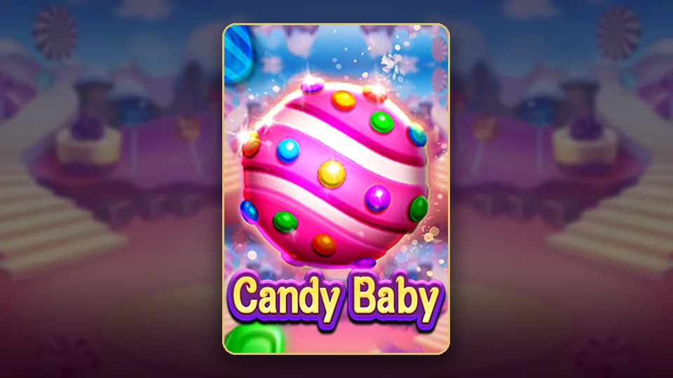 JILI Candy Baby slot ၏ key art၊ ရောင်စုံ candy များနှင့် ကလေးငယ် ဇာတ်ကောင်