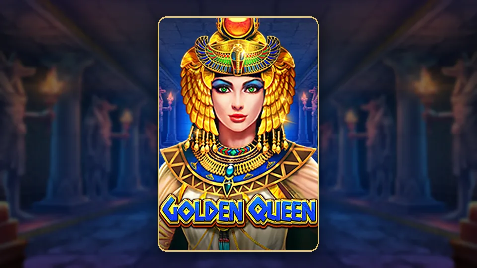 JILI ၏ Golden Queen slot game ရှေးအီဂျစ် ဘုရင်မနှင့် Scarab theme key art ပုံ