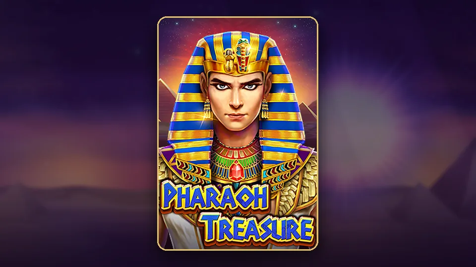 JILI ၏ Pharaoh Treasure စလော့ key art၊ ဖာရိုဘုရင်၏ ရတနာနှင့် Scarab ပိုးတောင်မာ