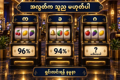 စိတ်ကူးslot စက်သုံးခုတွင်96%၊94%နှင့်မသိသေးကြောင်းမေးခွန်းအမှတ်အသားရေးထားသော မြန်မာစာအချက်အလက်ကတ်များ